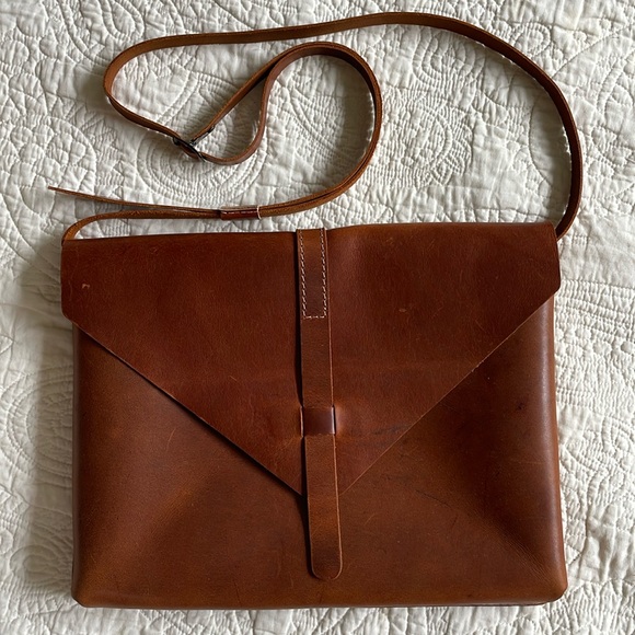 Hand Crafted Other - Handmade Greek leather messenger envelope bag